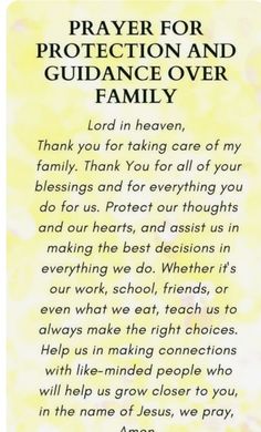 prayer for protection and guidance over family