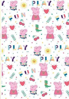 peppa pig wallpaper in pink and yellow