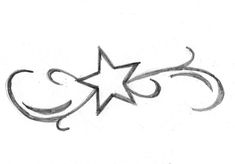 a drawing of a star and swirls