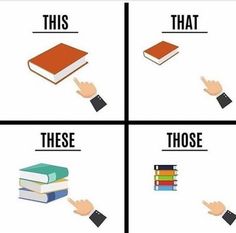 four different types of books with hand pointing at each other and the words, this is what