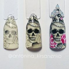 Santa Muerte Nails, Disney Acrylic Nails, Nautical Nails, Holloween Nails, Nails 2017, Nail Art Gel