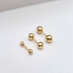 14K Gold Solid Ball 3mm, 4.5mm, 5mm Stud Earrings, Screw Back Single Stud Earring, Piercing Earring, Daily Earring Classic 14k Gold Earrings With Screw Back, 14k Yellow Gold Earrings With Screw Back, Classic Yellow Gold-plated Cartilage Earrings, Dainty Yellow Gold Earrings With Screw Back, Gold Ball Stud Earrings, Earring Piercing, Scrubby Yarn, I Love This Yarn, Gold Stud