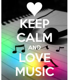 a notepad with music notes on it and the words keep calm and love music