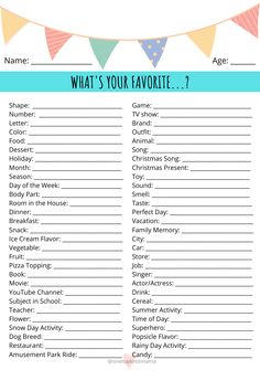 what's your favorite? printable baby shower game