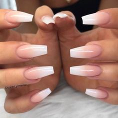 Faded Nails, Coffin Nails Ombre, Ombre Acrylic Nails, Young Nails, French Nail Designs, French Acrylic Nails