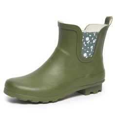 PRICES MAY VARY. Stay Dry in Style: Laura Ashley ladies mid cut ankle height rubber rain boots offer both fashion and function. Keep your feet dry and stylishly protected from the elements with these chic waterproof booties, perfect for rainy days or outdoor activities. Comfortable All-Day Wear: Designed for comfort, these rain boots feature a cushioned insole and fabric lining to keep your feet cozy and supported, even on the longest of rainy days. The round toe and wide cuffs ensure a comfortable fit for all-day wear. Durable Construction: Constructed with a waterproof rubber upper and heavy-duty lug sole, these boots are built to withstand wet and slippery conditions. The Chelsea cut and side goring provide easy on and off, while the pull tag adds convenience. Versatile Style: With a ma Cheap Waterproof Rain Boots With Round Toe, Rain Shoes Women Nordstrom, Green Rain Boots For Outdoor Use In Rainy Season, Green Waterproof Boots For Rainy Season, Waterproof Green Boots For Rainy Season, Weatherproof Ankle-high Rain Boots, Spring Waterproof Ankle Boots, Waterproof Ankle-high Boots For Spring, Green Weatherproof Rain Boots For Fall