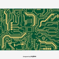 a green and yellow computer circuit board pattern wall decal