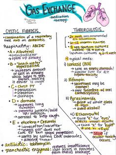 a handwritten diagram with the words gas exchange