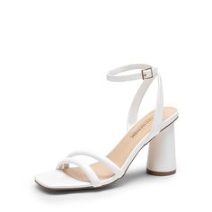 White Sandal Heel, Heels Coquette, Round Heels, Formal Heels, White High Heels, Trendy Sandals