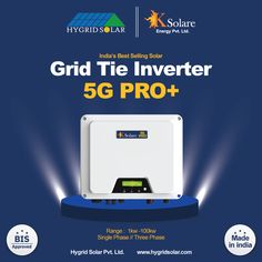 an advertisement for the grid tie inverter 5g pro - plus solar system