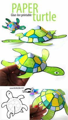 the paper turtle is being cut out to make it look like they are swimming