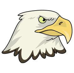 an eagle's head with green eyes and yellow beak is shown in this cartoon