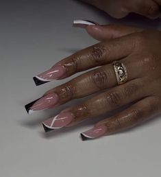 Classy Freestyle Nails, Black And White Nails Birthday, Short Nail Designs Minimal Black, Receptionist Nails, Summer Vacation Nails Acrylic, Simple French Nail Designs, Coffin Style Nails Short, Black White Nails Designs, Nails To Go With A Black Dress