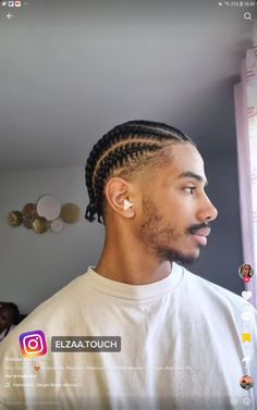 Tapered Cornrow Hairstyles, Cornrows With Taper Men, Cornrows For Men Short Hair Fade, Braided Hairstyles For Black Men Short, Men Cornrows Design 4 Braids, Men Short Braids Hairstyles, Braids On Short Hair Men, Taper Fade Braids Men