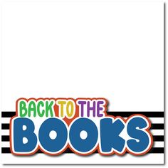 the back to the books logo is shown in blue, orange and green stripes on a white background