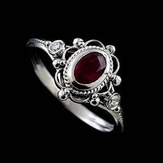 This is the most beautiful engagement ring I have ever seen! My mother's birthstone was Ruby :) Victorian Style Reproduction Diamond Oval Ruby by OroSpot on Etsy, $469.00 Oval Ruby Engagement Ring, Victorian Engagement Rings, Dresses Classy, Ruby Engagement Ring, 925 Silver Jewelry, Jewelry Wedding, 925 Jewelry, Ring Vintage, Styl Vintage