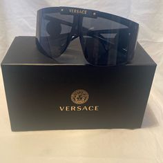 Versace Sheild Sunglasses Come With Original Box And Case For Sunglasses Also Shield Different Color Case For That Only Worn Once Interchangeable Part Really Nice Sunglasses. Versace Sunglasses Women, Nice Sunglasses, Versace Accessories, Versace Sunglasses, Shield Sunglasses, Cool Sunglasses, Colored Sunglasses, Sunglasses Accessories, Really Cool Stuff