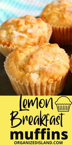 lemon breakfast muffins with text overlay