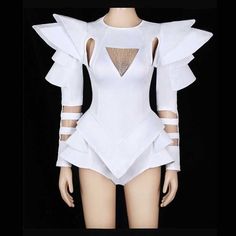 Rhinestone Jumpsuit, Futuristic Costume, Dance Bodysuit, Sleek Outfit, Dancer Costume, Space Fashion, Jazz Dance Costumes, Leotard Bodysuit