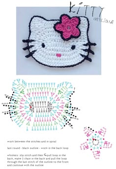 a crocheted hello kitty purse with a pink bow on it's head