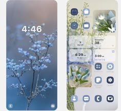 two iphone screens with flowers on them