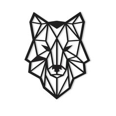 an animal made out of geometric shapes on a white background, with the head of a wolf