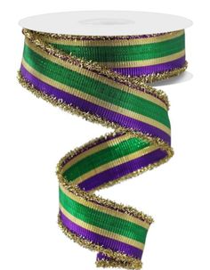 Mardi Gras wired ribbon 1.5” - Greenery MarketWired ribbonRGA8976AP Wired Ribbon, Plaid