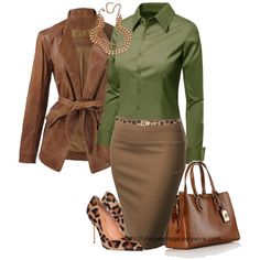 "Working Girl #17" by uniqueimage on Polyvore Monday Outfits, Michaela Pratt, 40's Fashion, Clothes Wardrobe, 2023 Clothing, Olive Shirt, Fall Fashions, Summer Swag, Outfit Chic