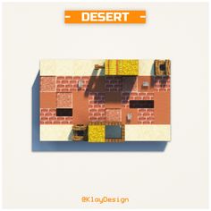 an aerial view of a building with the words desert above it and below it, there is