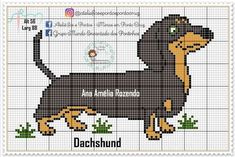 the dachshund cross stitch pattern is shown