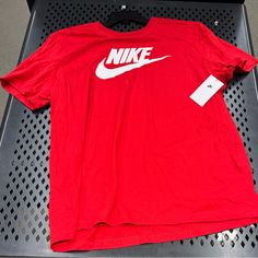 Nike T-Shirt Questions? Leave A Comment Below! See Pictures For Color Nike University Red Crew Neck T-shirt, Nike Casual T-shirt In University Red, Casual Red T-shirt For Sports, Nike Casual Top In University Red, University Red Crew Neck Top With Logo, University Red Logo Print Crew Neck Top, Nike Red Graphic Tee, Nike Red Graphic Tee Top, Nike Red Tops For Streetwear