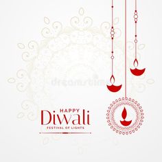 happy diwali festival background with hanging lamps