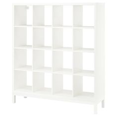 a white bookcase with six shelves on each side