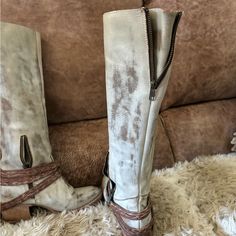 Free Bird Women’s Size 7 Boot. 2 Inch Heel. Distressed White In Color. Worn A Handful Of Times. New Like Condition. Freebird Shoes, Free Bird, 2 Inch Heels, Shoes Heels Boots, Knee Boots, The Knee, Shoes Women Heels, Heeled Boots, Shoes Heels