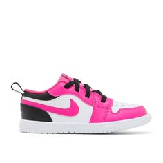 Toddler's Jordan 1 Low Alt White/Fierce Pink-Black Size: 7.  Gender: unisex. Jordan Shoes Pink Black White Color, Pink Low-top Jordan Shoes With Branded Insole, Pink And Black Air Jordans, Toddlers Jordans, Toddler Jordan Shoes, Pink And Black Nikes, Nike Jordan 1 Low, Jordan 1 Mid White, White Shoes Sneakers