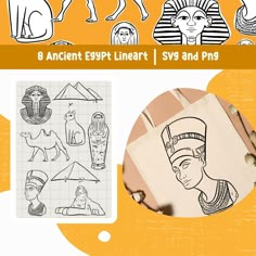 an ancient egypt line art svg and png