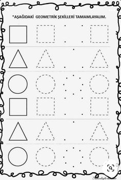 worksheet for children to learn how to draw shapes in the shape of letters