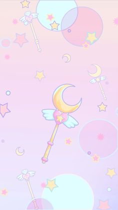 an image of a pink background with stars and moon