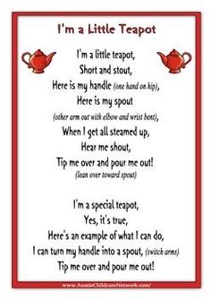 i'm a little teapot poem printable for kids and adults to read