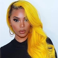 24” Yellow Ombre Body Wavy Lace Front Wig *New* Arrives New 150% Density Color : ( Color As Shown ) Lace Front Human Synthetic Blend Wig You Can Cut , Curl , And Style This Wig Heat Resistant Up To 315f 22.5 In Circumference Hand Tied - Check My 5 Star Reviews You Could Cut The Front Lace To Blend As Your Own Hairs Dye Wash I Do Not Trade On Any Of My Wigs Don’t Forget To Bundle With The Got2b Ultra Gel Or Ghost Bond To Save 10% Off $ Bright Yellow Hair, Colored Lace Front Wigs, 613 Lace Front Wig, Yellow Hair Color, Honey Blond, Wig Collection, Crochet Hair Extensions, Wig Colors, Hair Cute