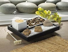 LIVE LOVE LAUGH MINI ZEN GARDEN - Hipimi Tabletop Zen Garden, Desktop Zen Garden, Zen Sand Garden, Serenity Garden, Zen Rock Garden, Zen Rock, Mini Zen Garden, Zen Gifts, Live Love Laugh