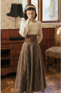 More in telegram Dark Academia Outfits, Dark Academia Outfit, Academia Outfits, Academia Style, Academia Fashion, High Waist Skirt, The Fog, Winter Sweater, Moda Vintage