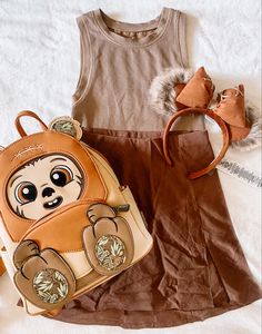 Disneybounding Star Wars, Ewok Outfit, Ewok Disney Outfit, Disney Parks Loungefly, Star Wars Ears Disney, Ewok Disneybound, Loungefly Outfit Ideas, Elemental Outfits, Star Wars Disney Bound