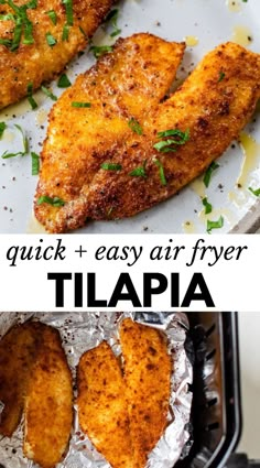 This Air Fryer Tilapia recipe has “quick and easy dinner” written all over it! Coated in savory lemon and parmesan breadcrumbs and finished with a drizzle of homemade lemon butter, every bite is deliciously tangy, flaky, crunchy, and moist. It’s ready to eat in just 15 minutes! Airfryer Fish, Air Fryer Tilapia, Airfry Recipes, Air Fried Fish, Air Fryer Fish Recipes, Tilapia Recipe, Tilapia Fish, Air Fryer Fish