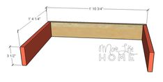 a drawing of a bench with measurements on it