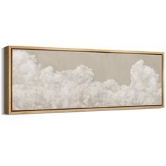 an abstract painting with white clouds in the sky on a beige and black background canvas wall art print