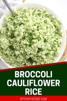 broccoli cauliflower rice in a white bowl