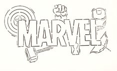 the word marvel written in black and white ink