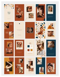 a collage of photos with different colors and shapes on it, including oranges, blue