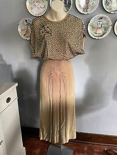 Vintage 1930s Nude Silk & Glass Beaded dress Nude Silk Dress, Beaded Top, Beaded Dress, Black Glass, Girl Dress, Dolman Sleeve, Silk Dress, Vintage Ladies, Glass Beads